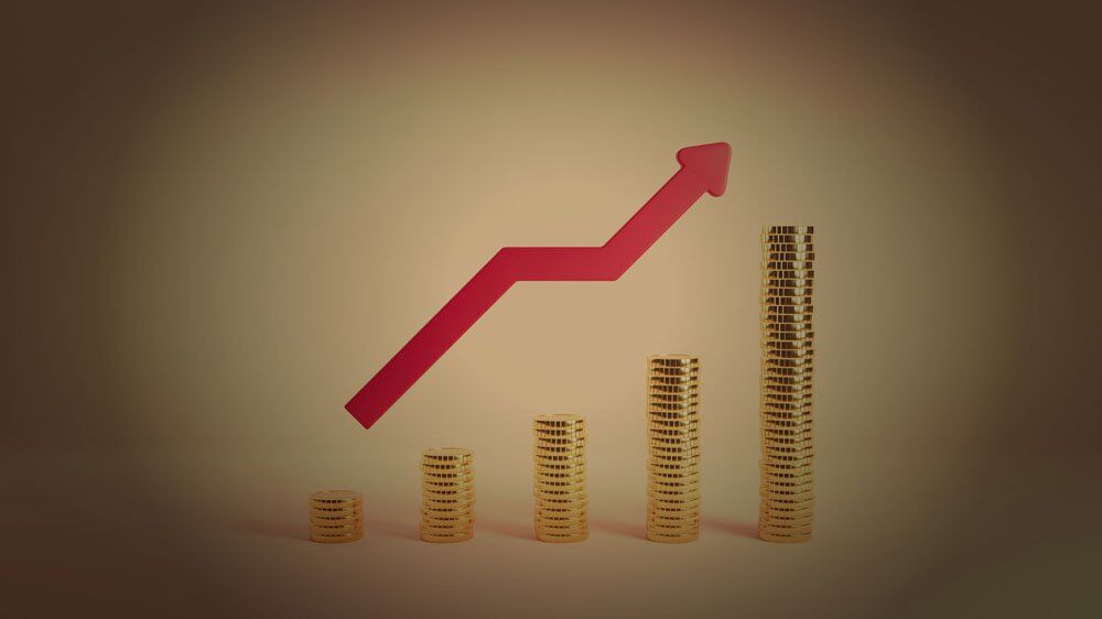 rising_prices Rising Prices with Coins and Up Arrow