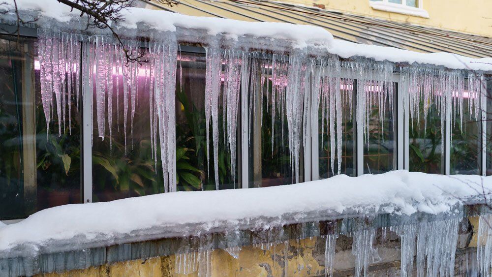 Ice on a Roof about to Melt