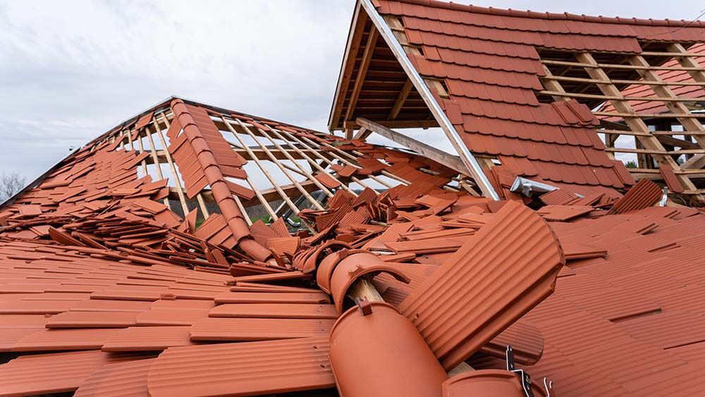 Collapsed roof