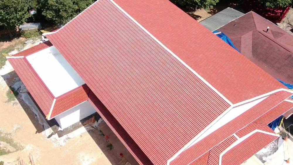 Aerial overview of a church with Brava tiles in Atlanta, GA.