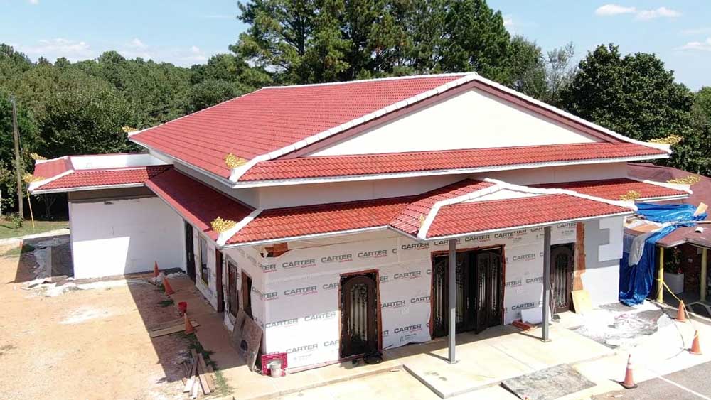 Local church getting tile roofing installed by KTM Roofing.